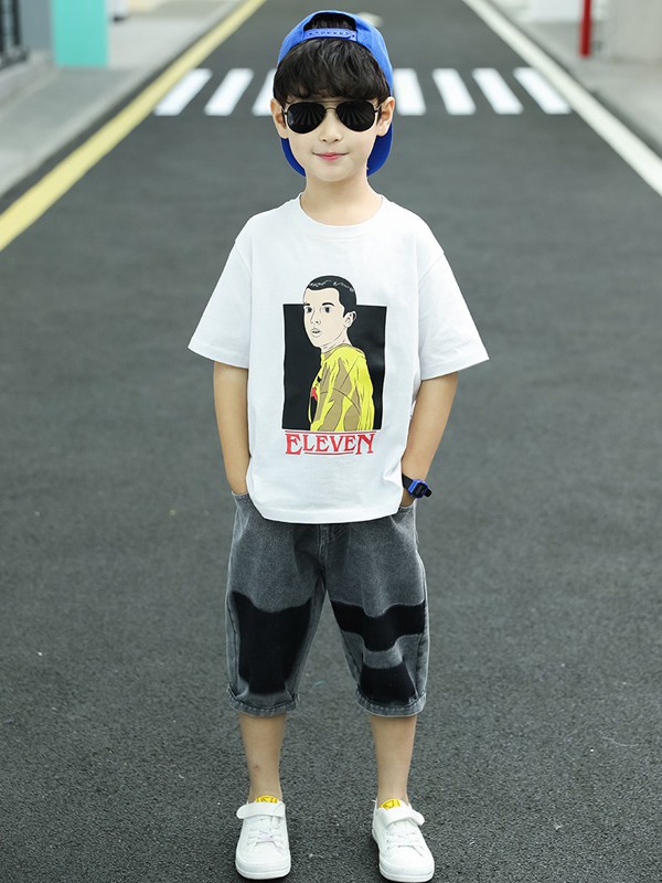 依码当先童装2022春夏季白色T恤
