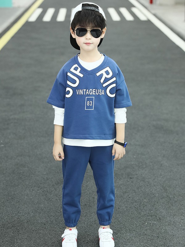 依码当先童装2022春夏季蓝色T恤