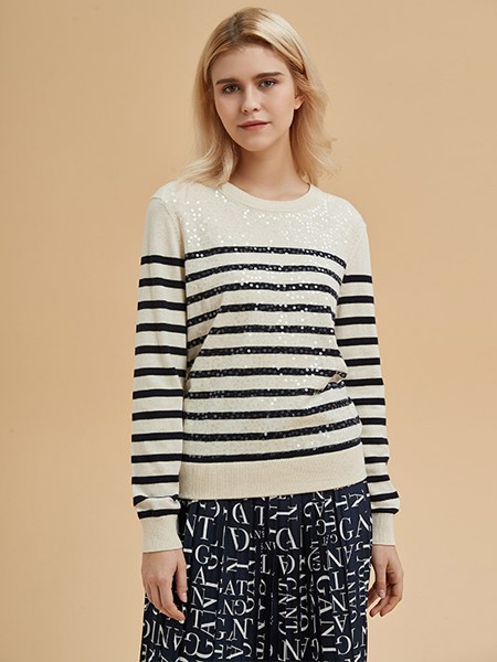 GANT休闲装2022秋冬季白色毛衣