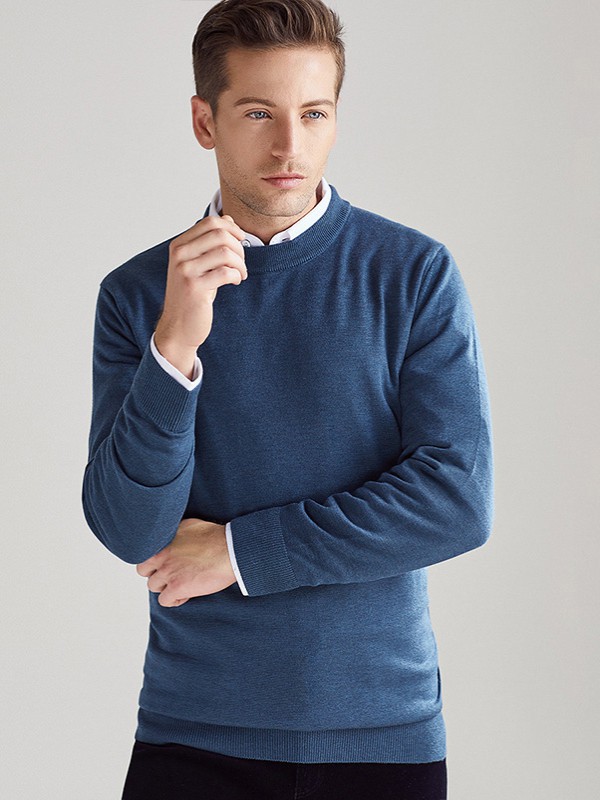 法曼斯男装2022秋冬季藏蓝色针织衫