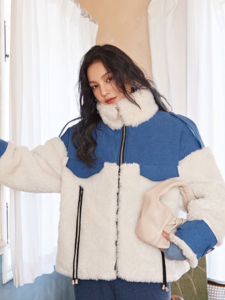 E女装2021秋冬季拼色外套