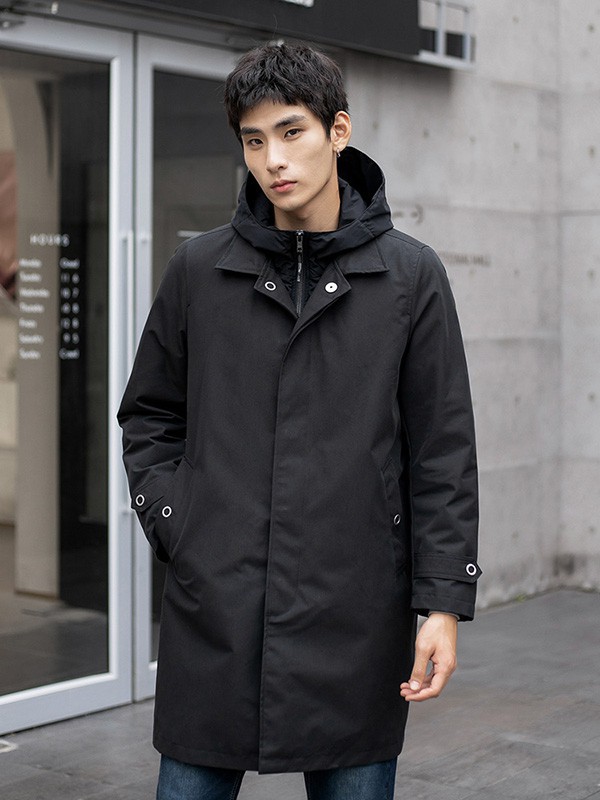 康博羽绒服2021秋冬季黑色派克服