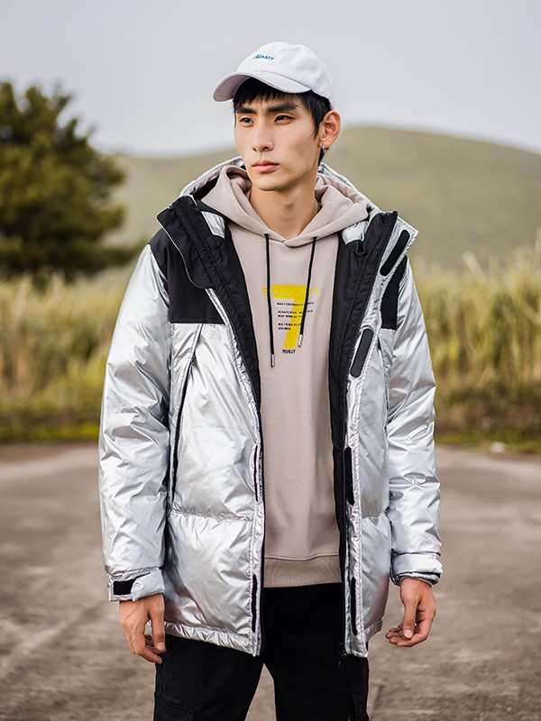 康博羽绒服2021秋冬季银色棉服