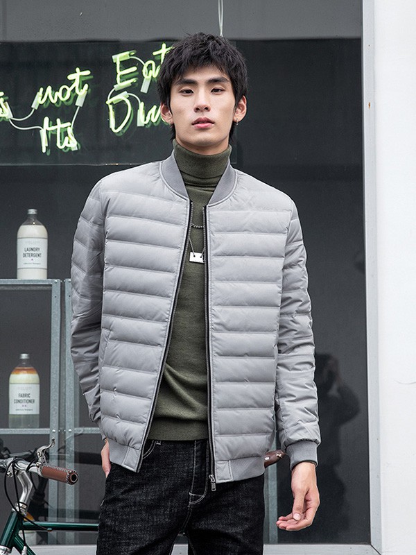 康博羽绒服2021秋冬季灰色羽绒服