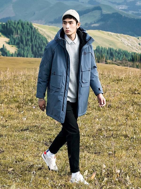 康博羽绒服2021秋冬季蓝色派克服