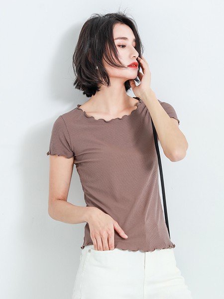 月光石女装2022春夏季棕色T恤