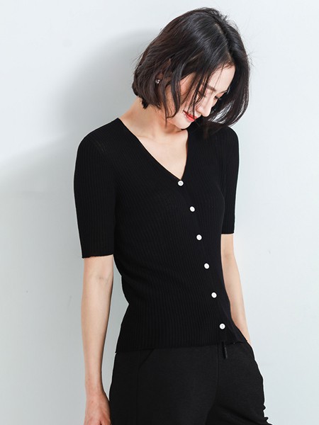 月光石女装2022春夏季黑色针织衫
