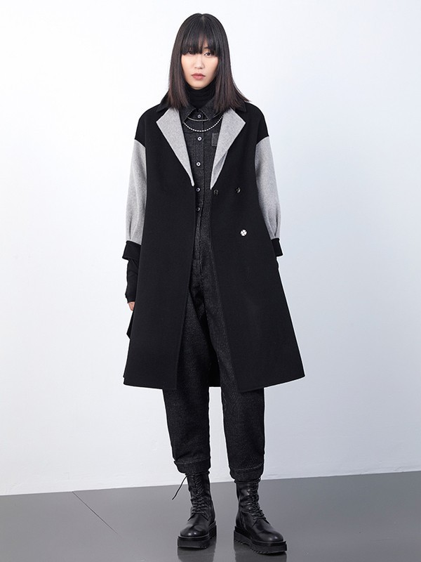 X女装2022秋冬季拼色大衣