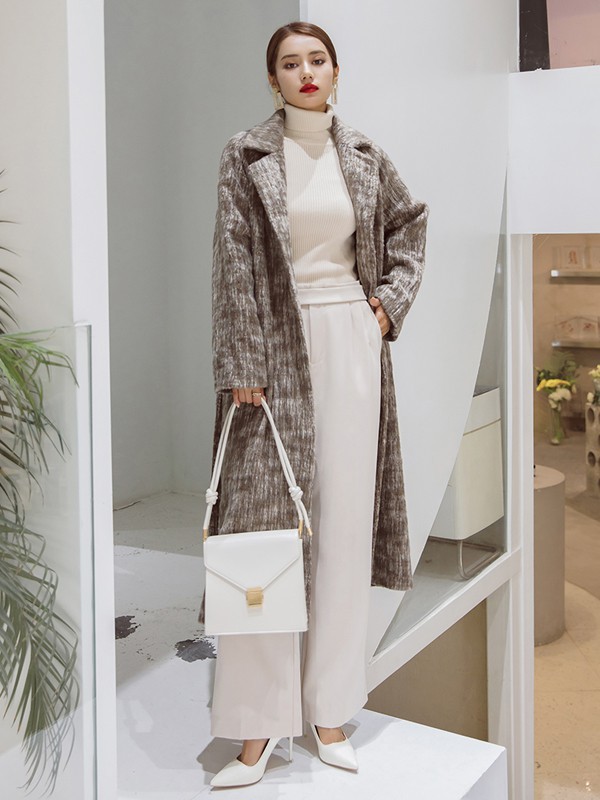 衣阁里拉女装2022秋冬季米色阔腿裤