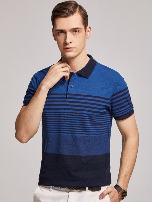 杉杉男装2022春夏季蓝色polo衫