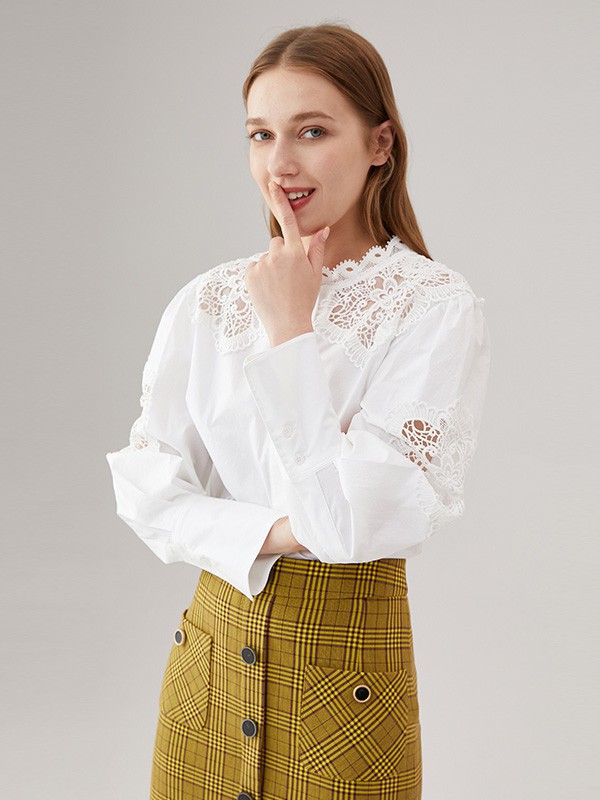 奥蔻女装2022秋冬季白色衬衫