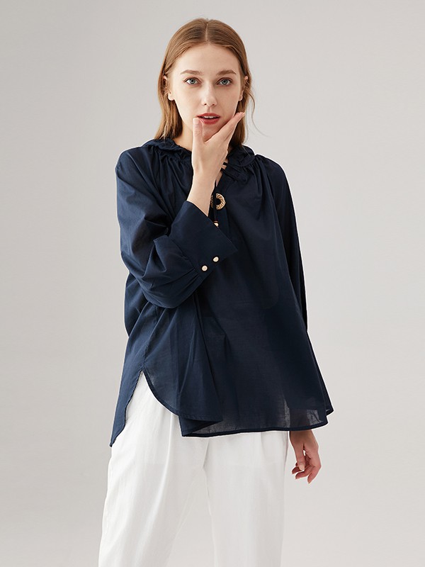 奥蔻女装2022秋冬季黑色衬衫