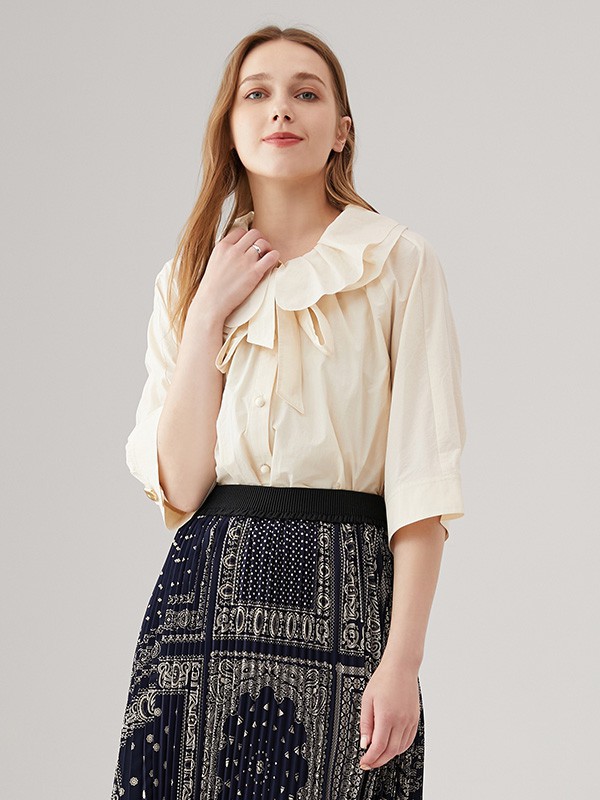 奥蔻女装2022秋冬季米色衬衫