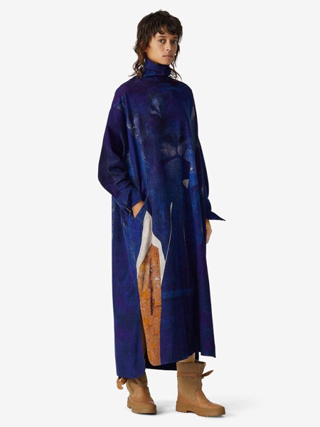 高田贤三休闲装2021秋冬季藏蓝色连衣裙