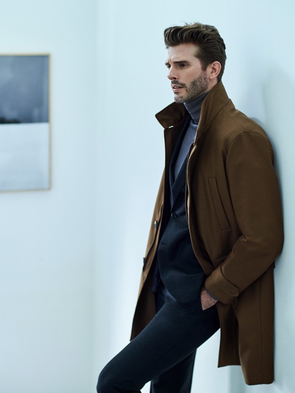 maestro男装2021秋冬季咖啡色大衣