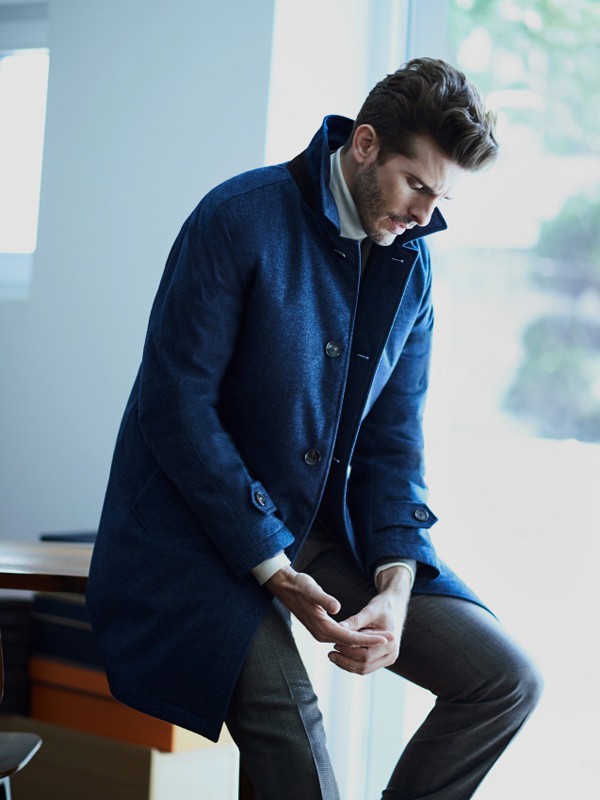 maestro男装2021秋冬季藏蓝色派克服