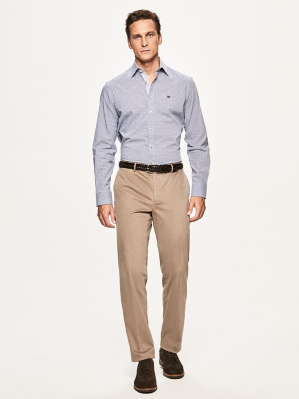 哈克特男装2021秋冬季蓝色衬衫