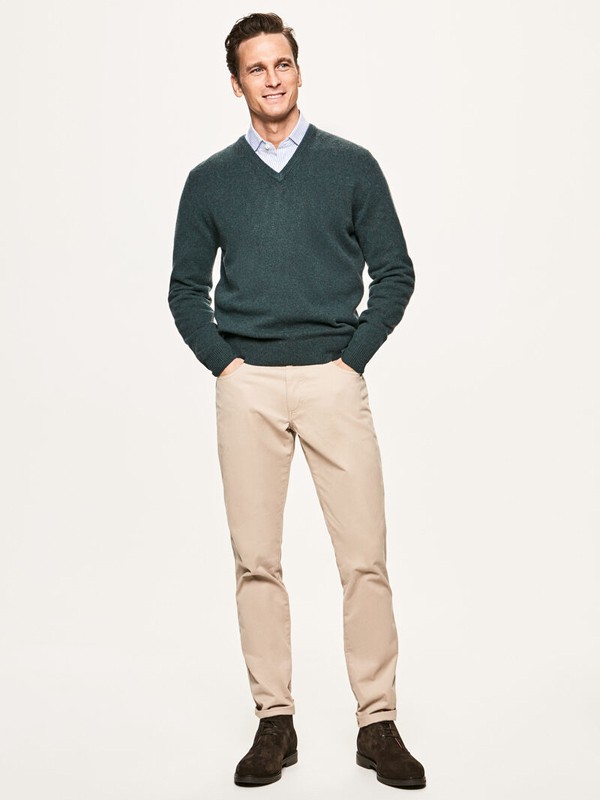 哈克特男装2021秋冬季绿色针织衫