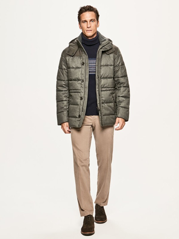 哈克特男装2021秋冬季卡其色长裤