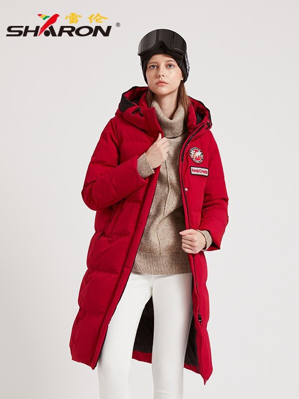 雪伦2021秋冬季红色棉服