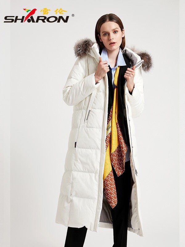 雪伦2021秋冬季白色棉服