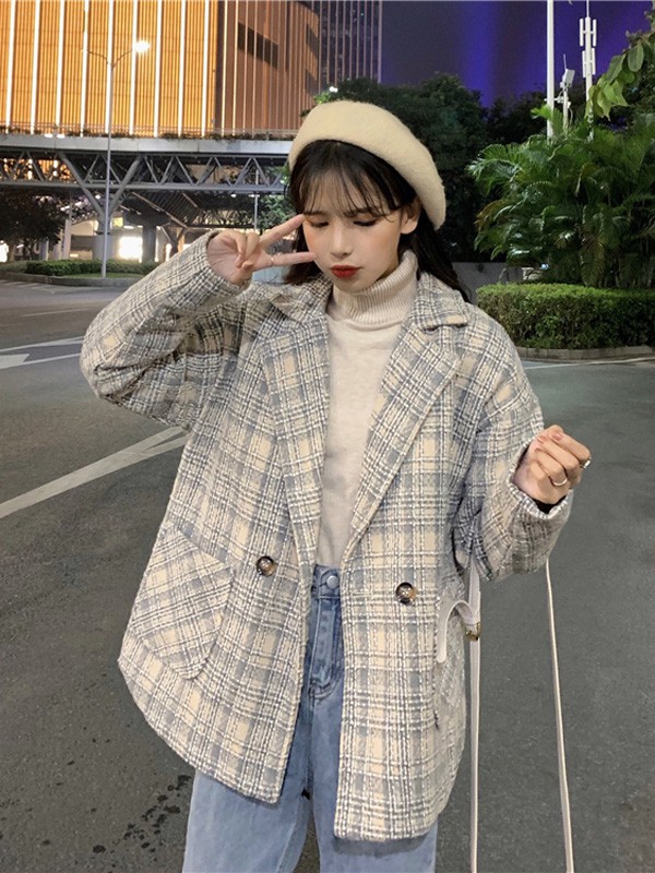 茜扣2022秋冬季灰色西装