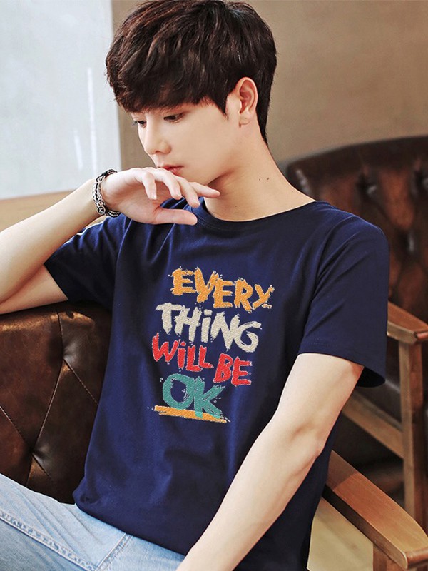 旗牌王2022春夏季藏蓝色T恤