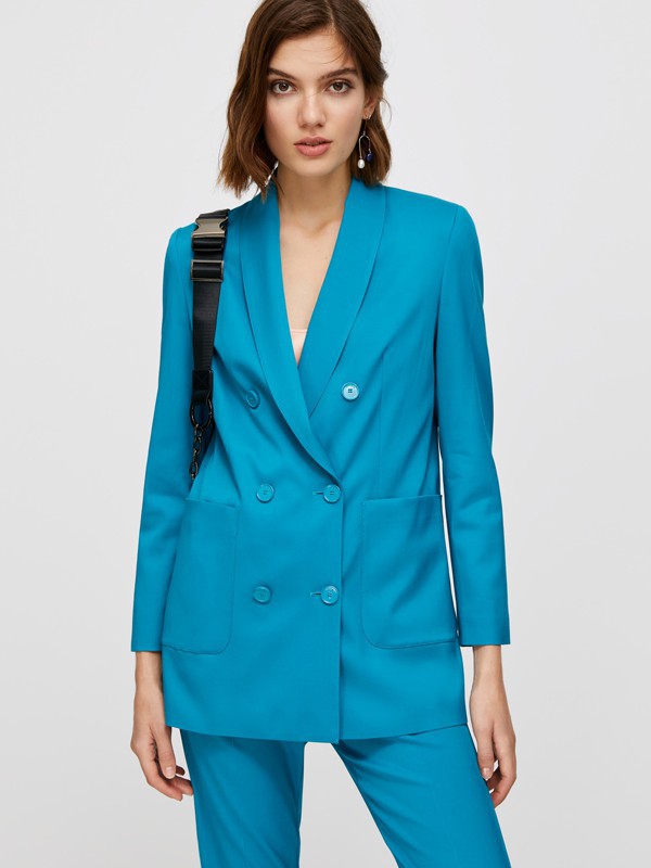 MAX&CO.女装2022秋冬季蓝色长裤