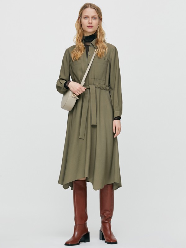 MAX&CO.女装2022秋冬季军绿色大衣