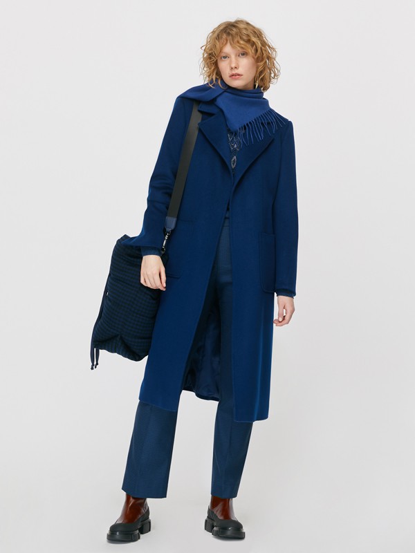 MAX&CO.女装2022秋冬季藏蓝色大衣