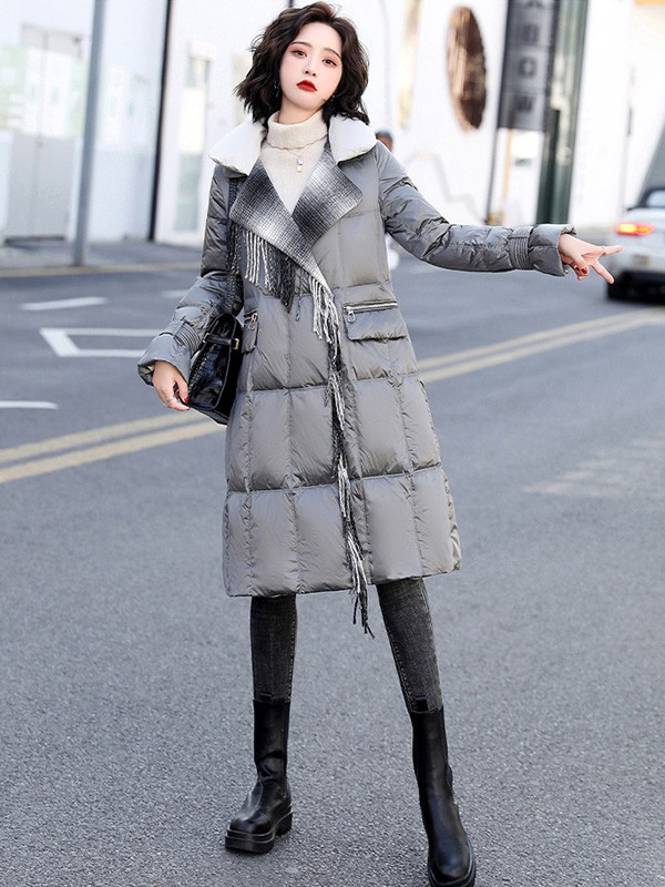 欣情静苑女装2021秋冬季灰色棉服