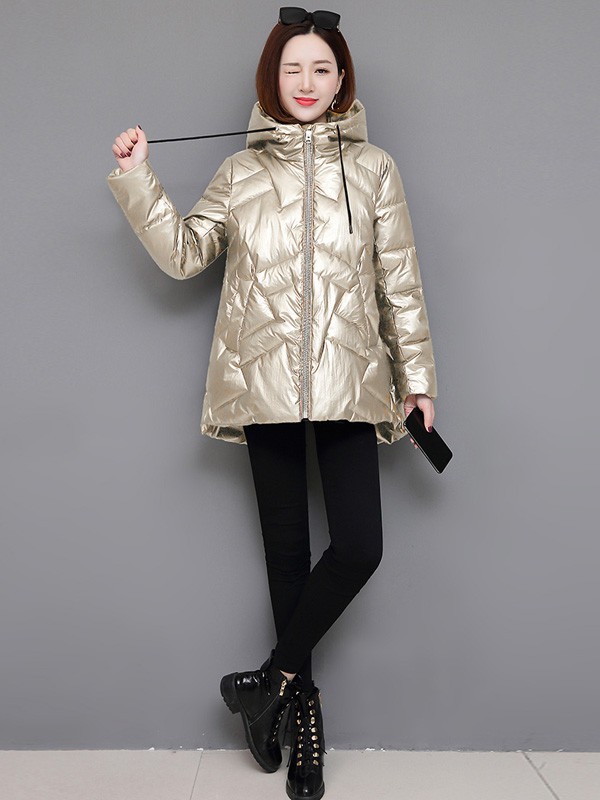 欣情静苑女装2021秋冬季杏色棉服