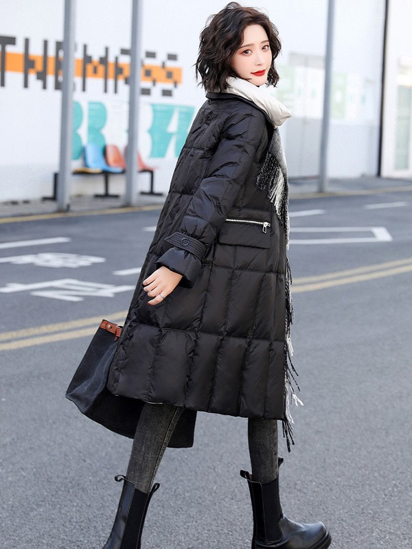 欣情静苑女装2021秋冬季黑色棉服