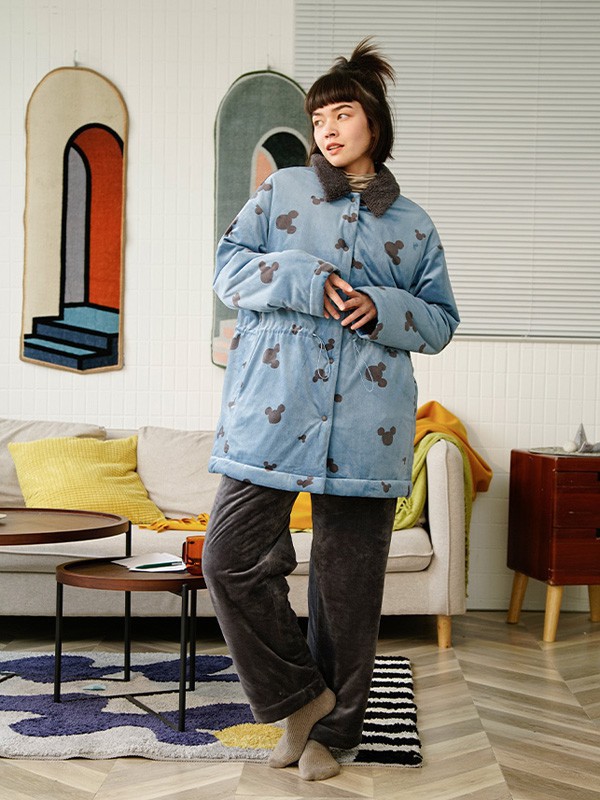 朵朵可可内衣2021秋冬季蓝色家居服