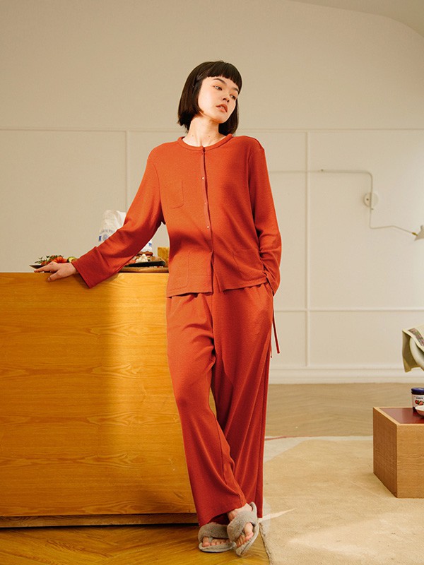 朵朵可可内衣2021秋冬季橙色家居服