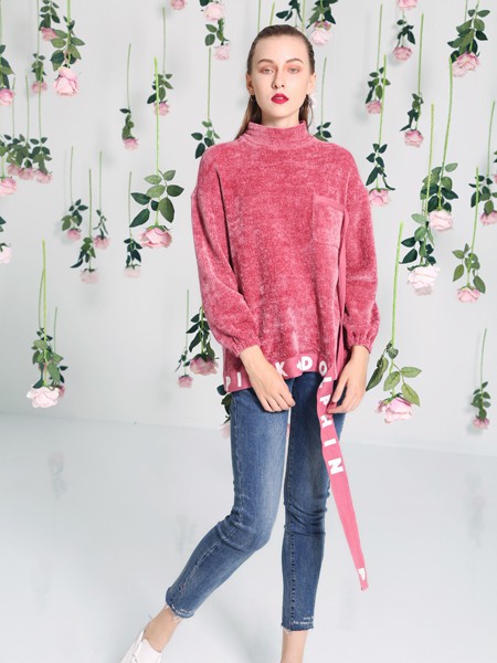 依路佑妮女装2021秋冬季藏蓝色长裤