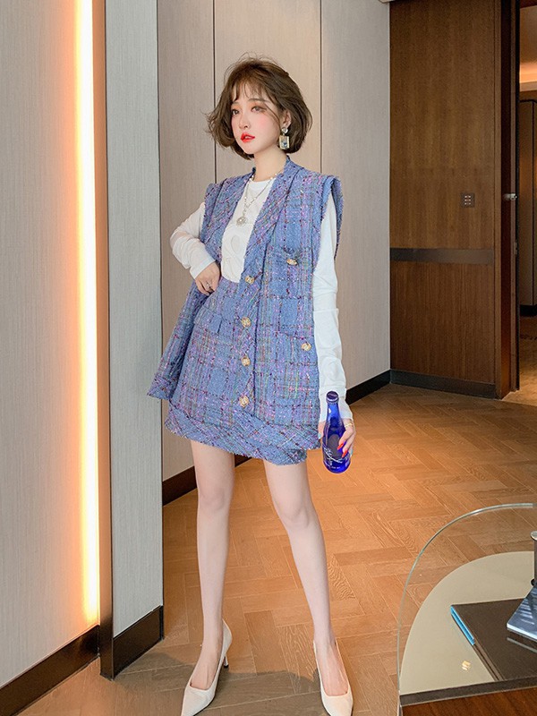 缪可2022春夏季紫色短裙