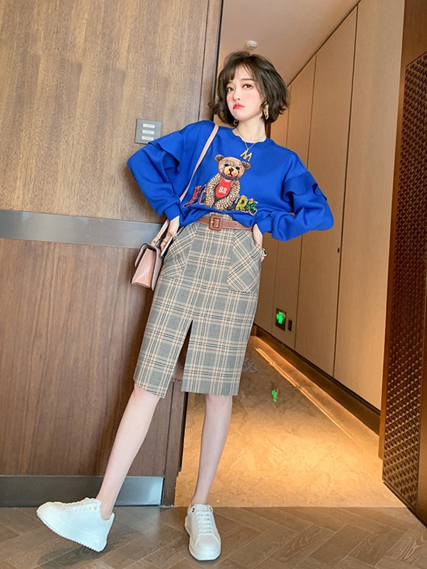 缪可2022春夏季灰色包臀裙