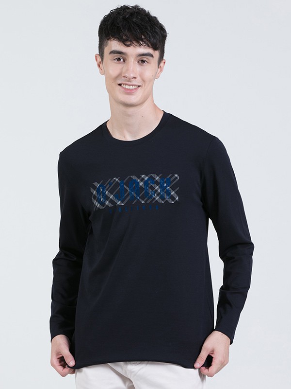 欧尼杰男装2021秋冬季黑色T恤