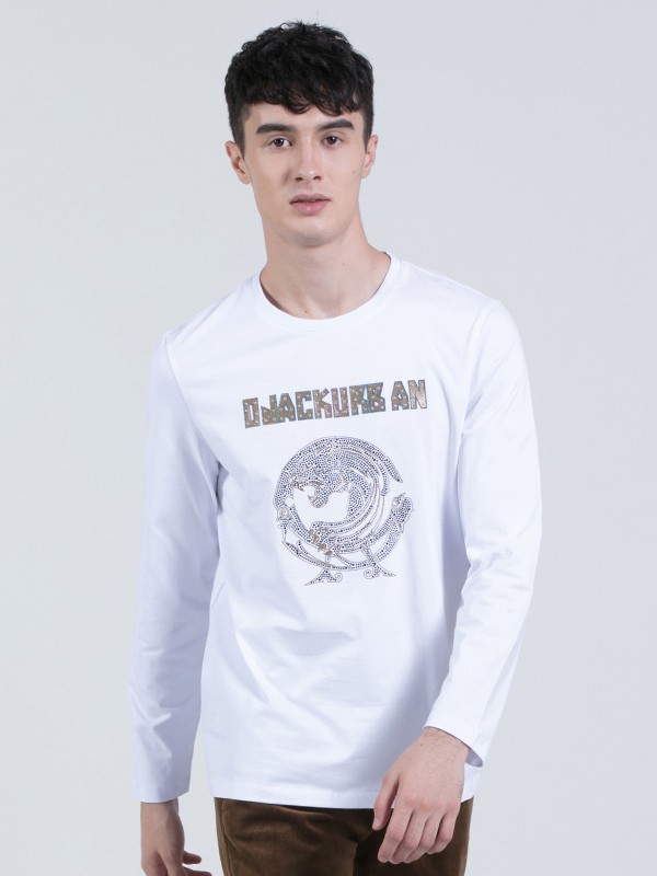 欧尼杰男装2021秋冬季白色T恤