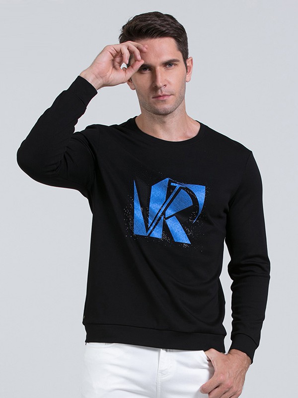 欧尼杰男装2021秋冬季黑色T恤