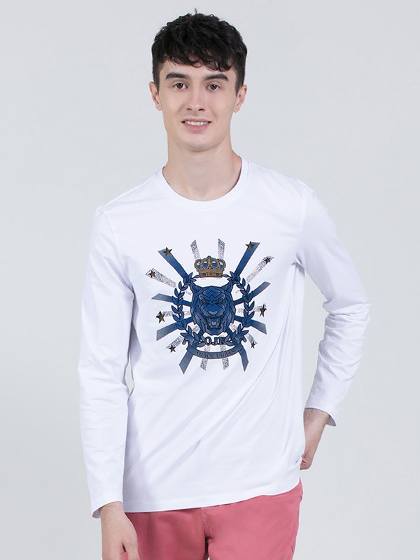 欧尼杰男装2021秋冬季白色T恤