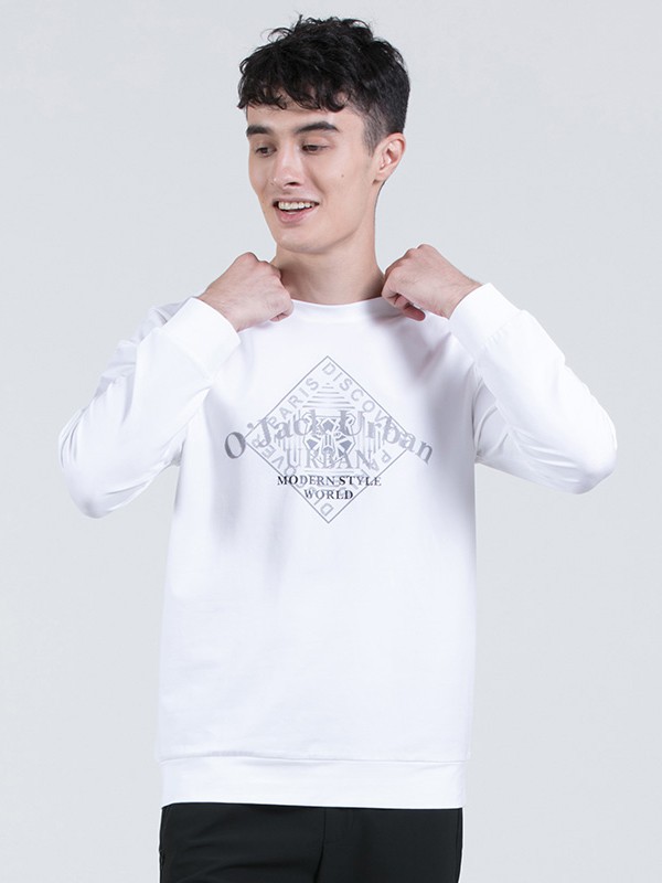 欧尼杰男装2021秋冬季白色T恤