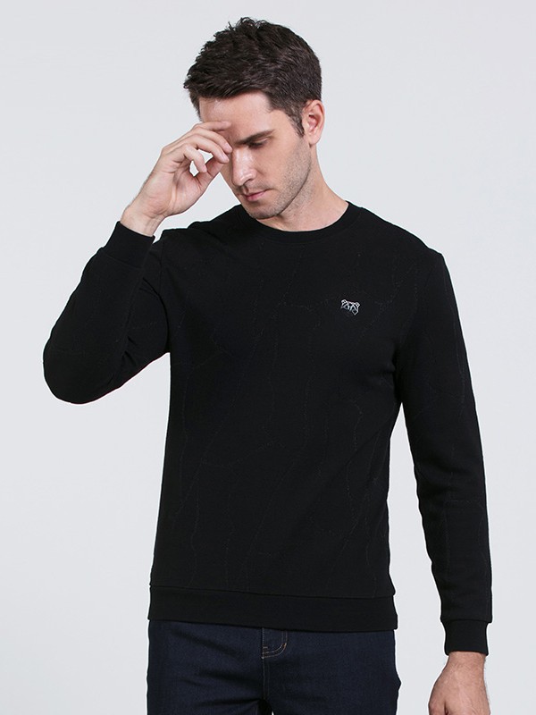 欧尼杰男装2021秋冬季黑色T恤