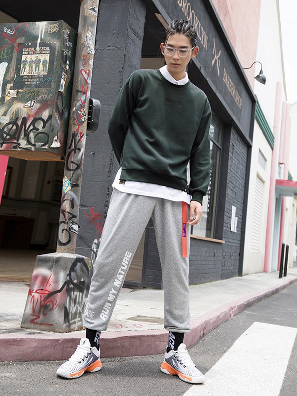 乔丹休闲装2021秋冬季灰色长裤