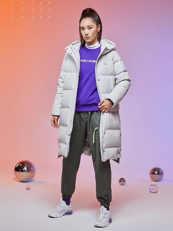 乔丹休闲装2021秋冬季灰色棉服