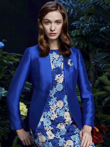 欧柏帝姿女装2022春夏季藏蓝色连衣裙