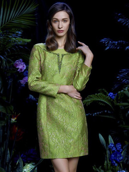 欧柏帝姿女装2022春夏季绿色连衣裙