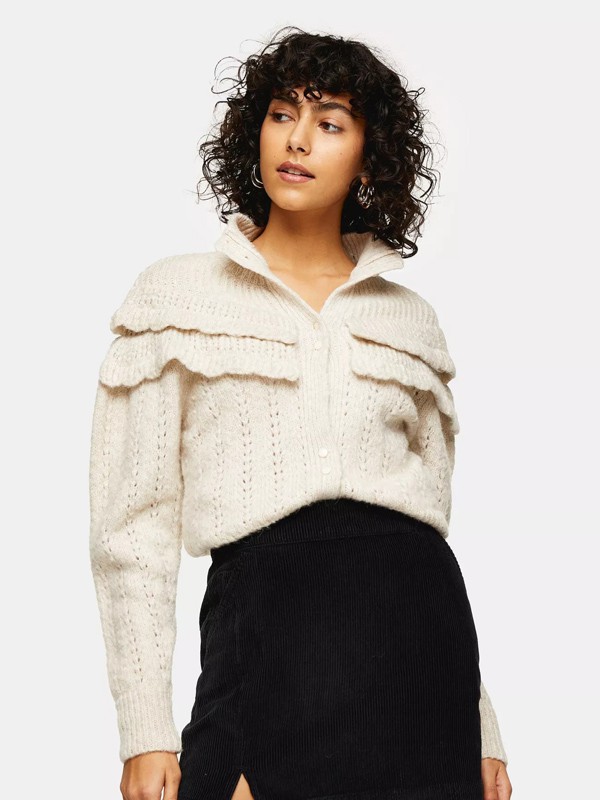 topshop2022秋冬季白色针织衫