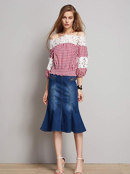 然彩女装2022春夏季藏蓝色包臀裙